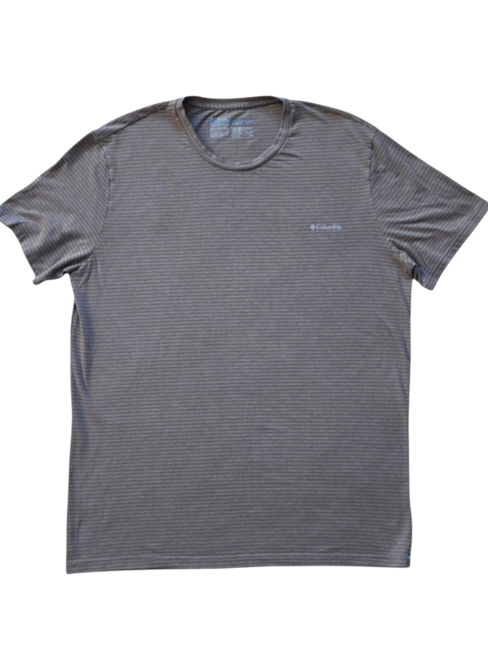 Columbia XL Gray Striped Performance Wear Outdoor‎ Tee Shirt